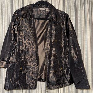 Chico's Black Leopard Print Jacket 2 small
